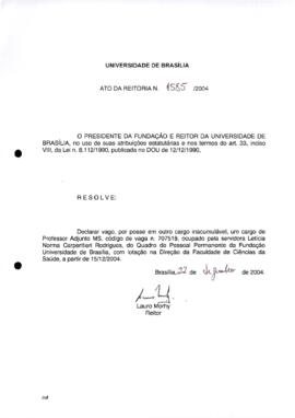 Ato da Reitoria nº 1585/2004