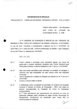 Resolução do Conselho de Ensino, Pesquisa e Extensão nº 0064/2007