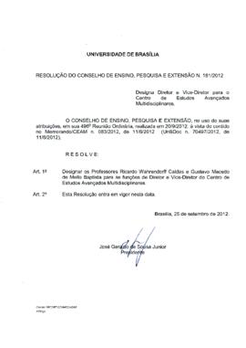 Resolução do Conselho de Ensino, Pesquisa e Extensão nº 0181/2012