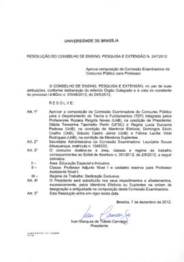 Resolução do Conselho de Ensino, Pesquisa e Extensão nº 0247/2012
