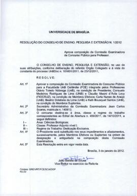 Resolução do Conselho de Ensino, Pesquisa e Extensão nº 0001/2012