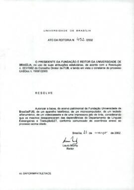 Ato da Reitoria nº 0452/2002