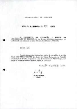 Ato da Reitoria nº 0231/2001