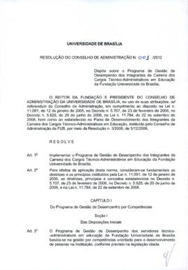 Resolução do Conselho de Administração nº 0001/2012