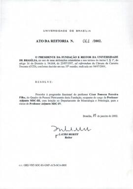 Ato da Reitoria nº 0061/2002