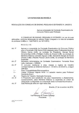 Resolução do Conselho de Ensino, Pesquisa e Extensão nº 0240/2012