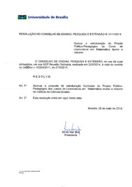 Resolução do Conselho de Ensino, Pesquisa e Extensão nº 0111/2014