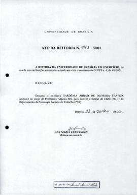 Ato da Reitoria nº 0798/2001