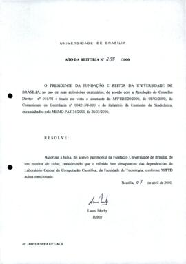 Ato da Reitoria nº 0238/2000