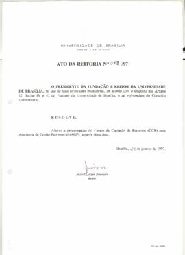 Ato da Reitoria nº 0073/1997