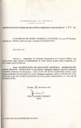 Resolução do Conselho de Ensino, Pesquisa e Extensão nº 0070/1996