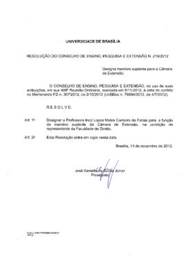 Resolução do Conselho de Ensino, Pesquisa e Extensão nº 0219/2012