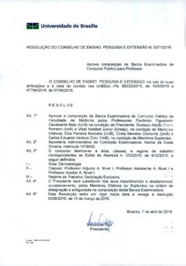 Resolução do Conselho de Ensino, Pesquisa e Extensão nº 0071/2016