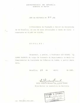 Ato da Reitoria nº 0080/1985