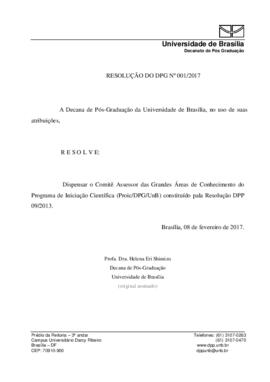 Resolução do Decanato de Pós - Graduação N° 0001/2017