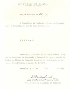 Ato da Reitoria nº 0066/1985