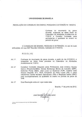 Resolução do Conselho de Ensino, Pesquisa e Extensão nº 0138/2012