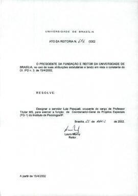 Ato da Reitoria nº 0616/2002