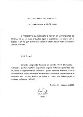 Ato da Reitoria nº 1229/2003