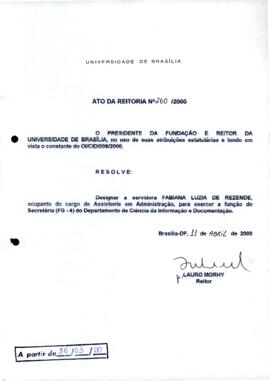 Ato da Reitoria nº 0260/2000