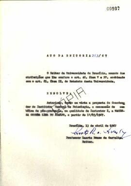 Ato da Reitoria nº 0253/1967