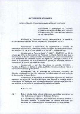 Resolução do Conselho Universitário nº 0007/2012