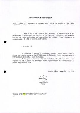 Resolução do Conselho de Ensino, Pesquisa e Extensão nº 0084/2005