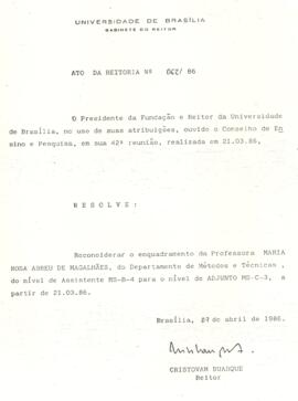 Ato da Reitoria nº 0062/1986