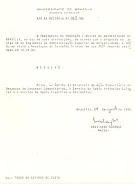 Ato da Reitoria nº 0313/1986