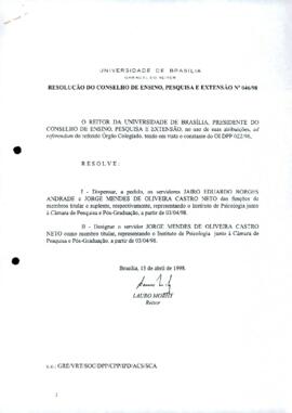 Resolução do Conselho de Ensino, Pesquisa e Extensão nº 0046/1998