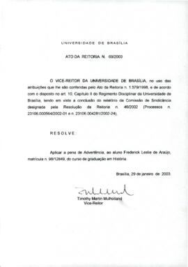 Ato da Reitoria nº 0069/2003