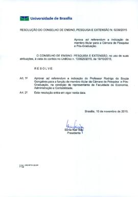 Resolução do Conselho de Ensino, Pesquisa e Extensão nº 0239/2015