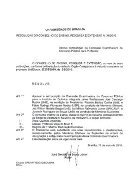 Resolução do Conselho de Ensino, Pesquisa e Extensão nº 0031/2010