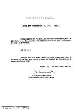 Ato da Reitoria nº 0242/2002