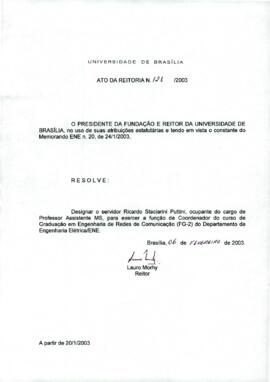 Ato da Reitoria nº 0121/2003