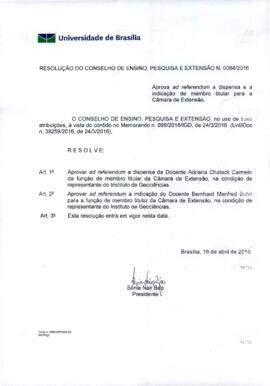 Resolução do Conselho de Ensino, Pesquisa e Extensão nº 0084/2016