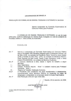 Resolução do Conselho de Ensino, Pesquisa e Extensão nº 0565/2009