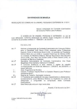 Resolução do Conselho de Ensino, Pesquisa e Extensão nº 0031/2011