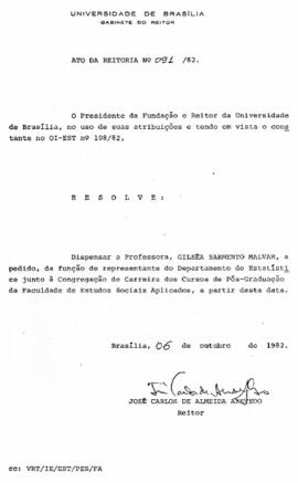 Ato da Reitoria nº 0091/1982