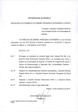 Resolução do Conselho de Ensino, Pesquisa e Extensão nº 0218/2010