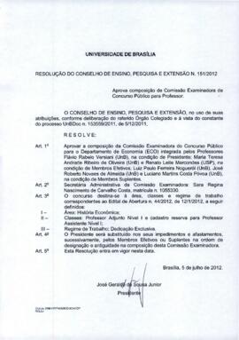 Resolução do Conselho de Ensino, Pesquisa e Extensão nº 0151/2012