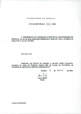 Ato da Reitoria nº 0540/2002