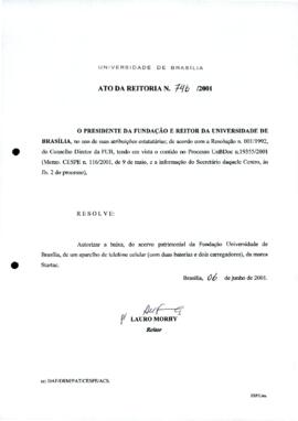 Ato da Reitoria nº 0746/2001