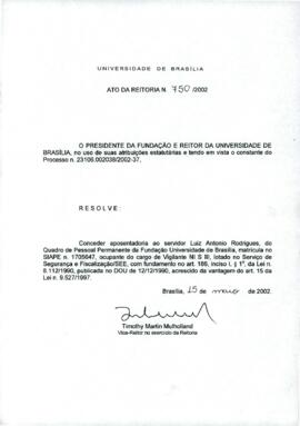 Ato da Reitoria nº 0750/2002