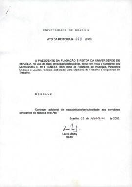 Ato da Reitoria nº 0095/2003