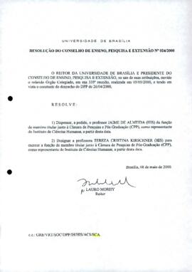 Resolução do Conselho de Ensino, Pesquisa e Extensão nº 0024/2000