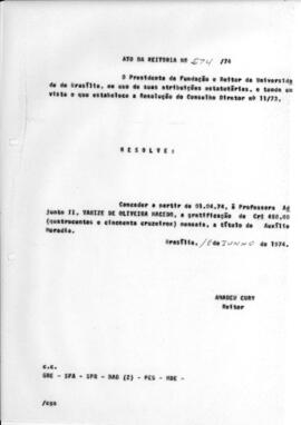 Ato da Reitoria nº 0574/1974