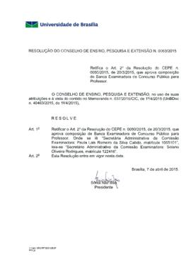 Resolução do Conselho de Ensino, Pesquisa e Extensão nº 0063/2015