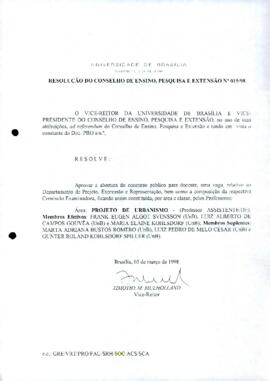 Resolução do Conselho de Ensino, Pesquisa e Extensão nº 0019/1998