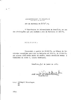 Ato da Reitoria nº 0505/1971